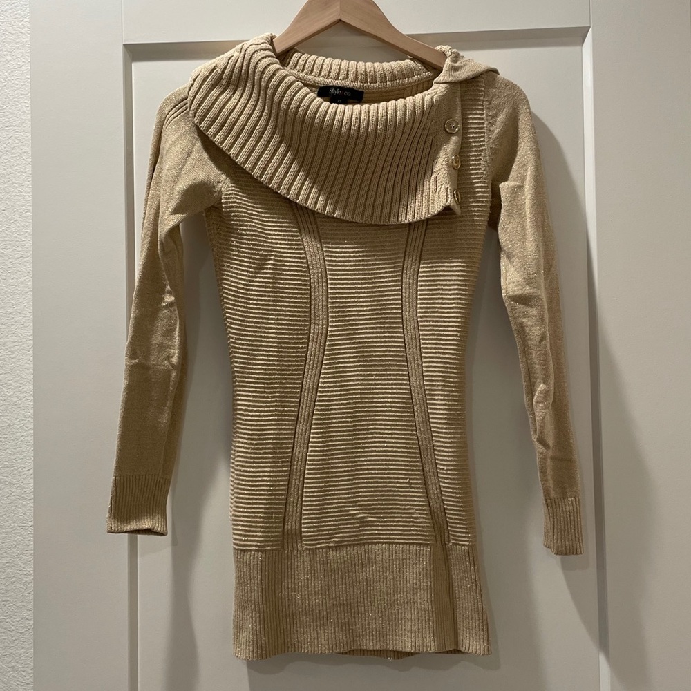 Macy’s Style&Co Gold Shawl Button Sweater XS